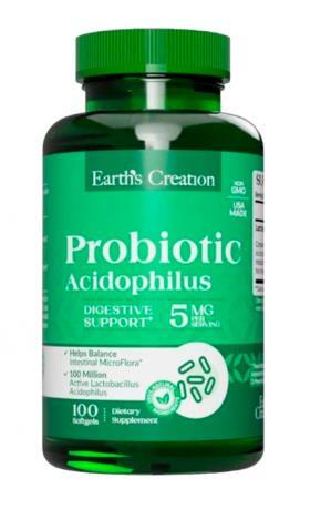 Пробиотик Ацидофилус Earth's Creation Probiotic Acidophilus, 100 гелевых капсул