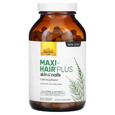 Витамины для волос, кожи и ногтей Country Life Maxi-Hair Plus skin & nails, 240 вегетарианских капсул