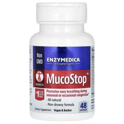 Суміш ферментів для полегшення дихання Enzymedica MucoStop, 48 капсул