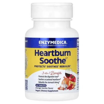 Засіб Enzymedica Heartburn Relief зі смаком ванілі і апельсина, 42 жувальних таблетки