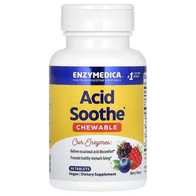 Энзимы Enzymedica Acid Soothe от изжоги, вкус ягод, 30 жевательных таблеток