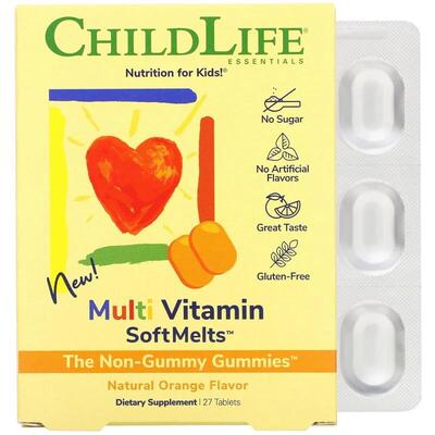 Мультивитамины для детей ChildLife Multi Vitamin SoftMelts вкус апельсин, 27 таблеток