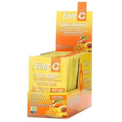 Витамин C Ener-C Vitamin C 1000 мг шипучий растворимый порошок для напитка со вкусом персика и манго, 30 пакетов