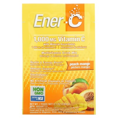 Вітамін C Ener-C Vitamin C 1000 мг шипучий розчинний порошок для напою зі смаком персика та манго, 30 пакетів