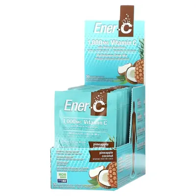 Вітамін C Ener-C Vitamin C 1000 мг шипучий розчинний порошок для напою зі смаком ананасу та кокосу, 30 пакетів
