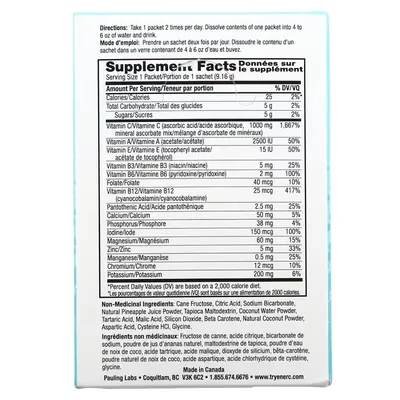 Вітамін C Ener-C Vitamin C 1000 мг шипучий розчинний порошок для напою зі смаком ананасу та кокосу, 30 пакетів