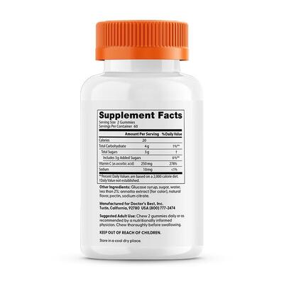 Витамин С Doctor's Best Vitamin C Gummies с апельсиновым вкусом, 120 жевательных таблеток