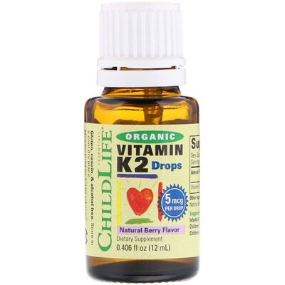 Витамин K2 органический ChildLife Organic Vitamin K2 5 мкг ягодный вкус, 7,5 мл
