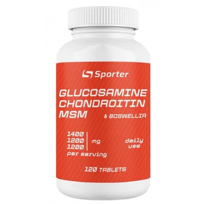 Глюкозамін, хондроїтин, МСМ та босвелія Sporter Glucosamine Chondroitin MSM + Boswellia, 120 таблеток