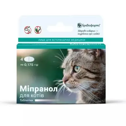 Міпранол для котів по 0,175 г, 4 таблетки