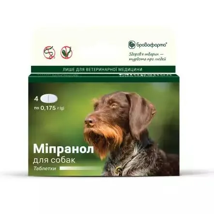 Міпранол для собак по 0,175 г, 4 таблетки