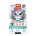 Рідкі ласощі для котів Wanpy Functional Creamy Lickable Treat Skin&Coat для здоров'я шкіри та блиску шерсті, тунець-лосось, 70 г (5 стіків по 14 г)