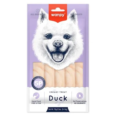 Рідкі ласощі для собак Wanpy Creamy Lickable Treat Duck з качкою, 70 г (5 стіків по 14 г)