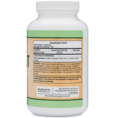 Корінь буряку Double Wood Beet Root 1000 мг, 210 капсул