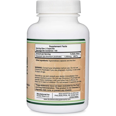 Хрома пиколинат Double Wood Chromium Picolinate 1000 мкг, 300 капсул