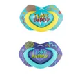 Пустушка силіконова Canpol Babies Neon Love симетрична 22/652_blu, 0-6 місяців, 2 шт