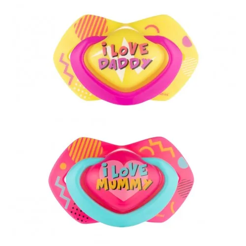 Пустушка силіконова Canpol Babies Neon Love симетрична 22/652_pin, 0-6 місяців, 2 шт