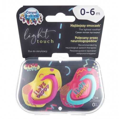Пустышка силиконовая Canpol Babies Neon Love симметричная 22/652_pin, 0-6 месяцев, 2 шт