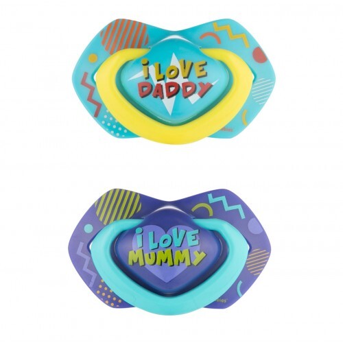 Пустышка силиконовая Canpol Babies Neon Love симметричная 22/653_blu, 6-18 месяцев, 2 шт