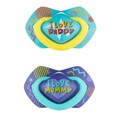 Пустышка силиконовая Canpol Babies Neon Love симметричная 22/653_blu, 6-18 месяцев, 2 шт