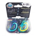 Пустышка силиконовая Canpol Babies Neon Love симметричная 22/653_blu, 6-18 месяцев, 2 шт