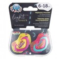 Пустышка силиконовая Canpol Babies Neon Love симметричная 22/653_pin, 6-18 месяцев, 2 шт