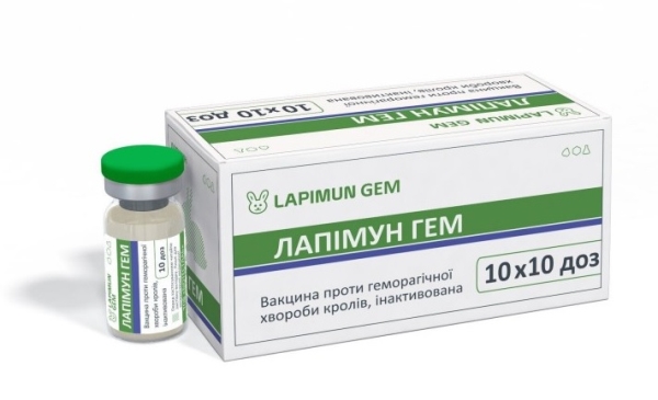 Вакцина Лапимун ГЕМ (ДЛЯ ЖИВОТНЫХ) против геморрагической болезни кроликов 1 флакон 10 доз