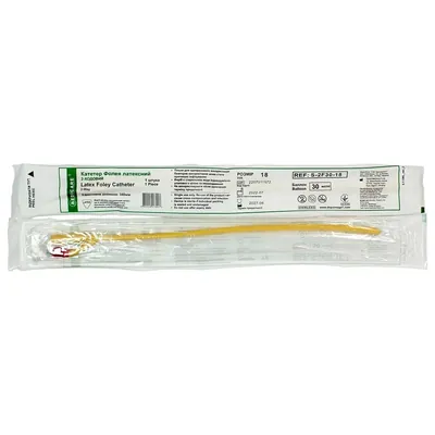 Катетер урологічний Medicare Latex Foley Catheter 2-Way тип Фолея латексний 18 Fr, 2-ходовий, 1 штука