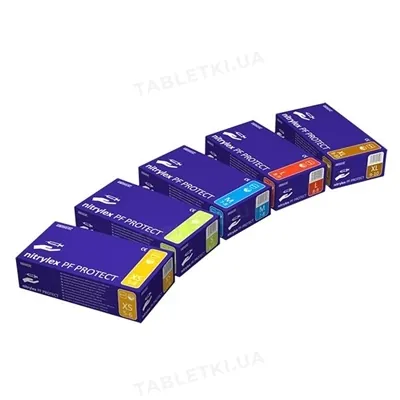 Рукавички оглядові Mercator Nitrylex PF Protect нітрилові без пудри нестерильні, розмір L, сині, пара