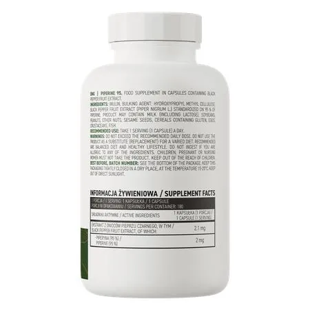 Чорного перцю екстракт 95% OstroVit Piperine 95% вег. капсули №180