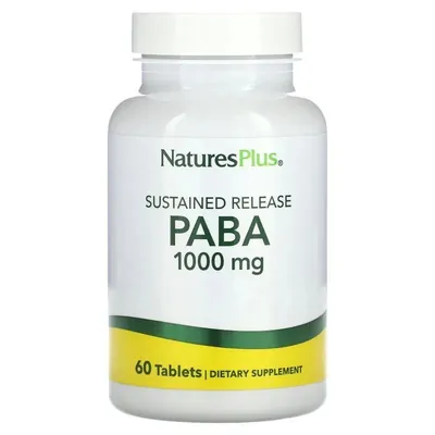 Пара-амінобензойна кислота (ПАБК) NaturesPlus PABA 1000 мг, 60 таблеток повільного вивільнення