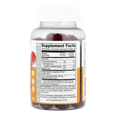 Пробіотики Lifeable Kids Probiotic Gummies для дітей 2 млрд шт. зі смаком натуральних ягід, 60 жувальних мармеладок