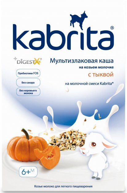 Каша молочная Kabrita на козьем молоке Мультизлаковая с тыквой, для детей с 6 месяцев, 180 г