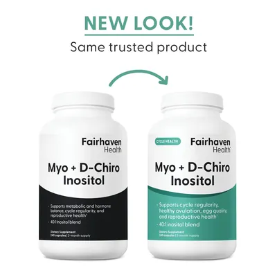 Міо-інозитол та D-хиро інозитол Fairhaven Health Myo + D-Chiro Inositol, 240 капсул