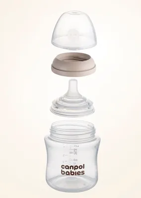 Пляшечка антиколікова Canpol Babies Natural Shape 35/400 з соскою Dual-zone з широким отвором, 150 мл