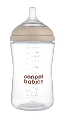 Пляшечка антиколікова Canpol Babies Natural Shape 35/401 з соскою Dual-zone з широким отвором, 260 мл