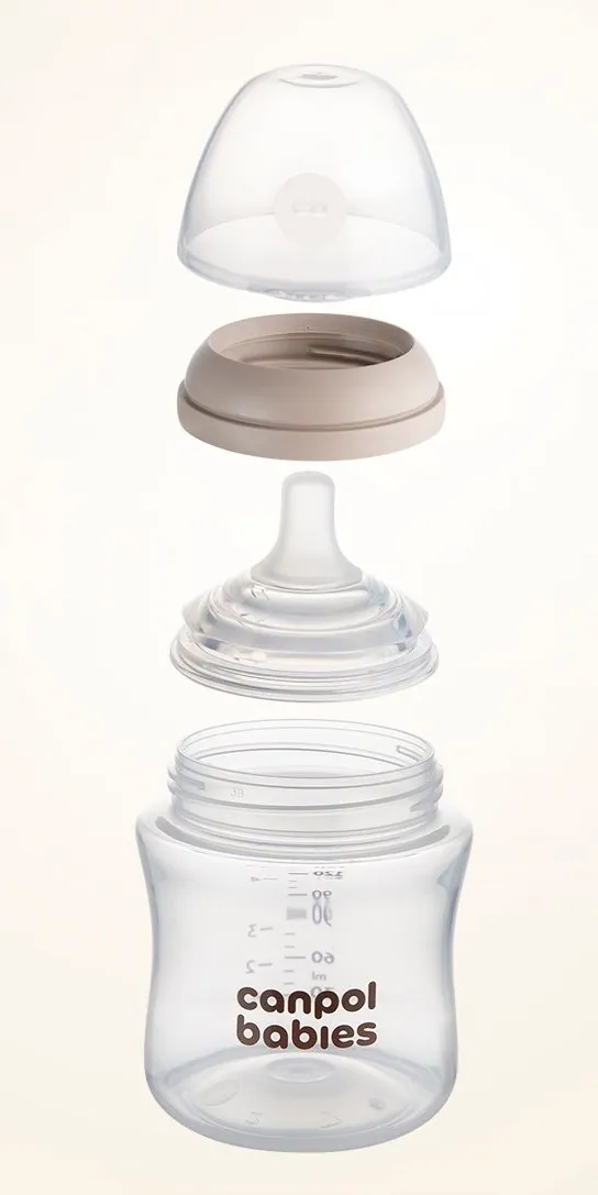 Пляшечка антиколікова Canpol Babies Natural Shape 35/401 з соскою Dual-zone з широким отвором, 260 мл