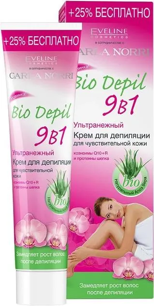 Крем для депіляції Eveline Bio Depil 9 в 1 ультраніжний, 125 мл