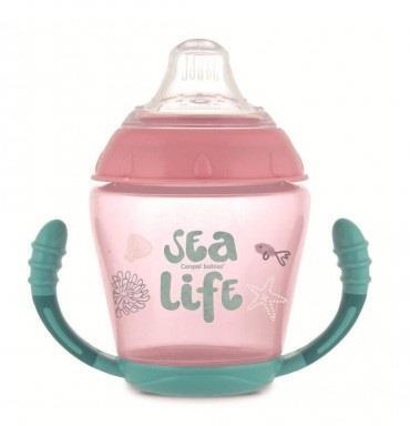 Кружка-непроливайка Canpol babies Sea Life с мягким силиконовым носиком, розовая, 56/501_pin, 230 мл