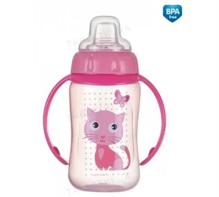 Кружка Canpol babies Cute Animals тренувальна з силіконовим носиком, котик, рожева, 56/512_pin, 320 мл
