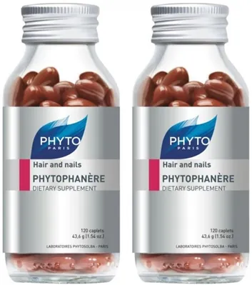 Дієтична добавка Phyto Phytophanеre Hair/Nails для нігтів та волосся, 2 флакони по 120 капсул