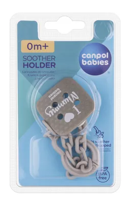 Ланцюжок для пустушки Canpol babies I Love Mummy, сірий, 2/434_grey