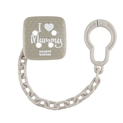 Ланцюжок для пустушки Canpol babies I Love Mummy, сірий, 2/434_grey