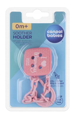 Ланцюжок для пустушки Canpol babies I Love Mummy, рожевий, 2/434_pin