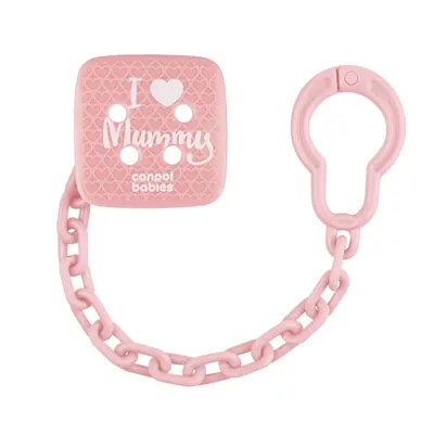 Ланцюжок для пустушки Canpol babies I Love Mummy, рожевий, 2/434_pin