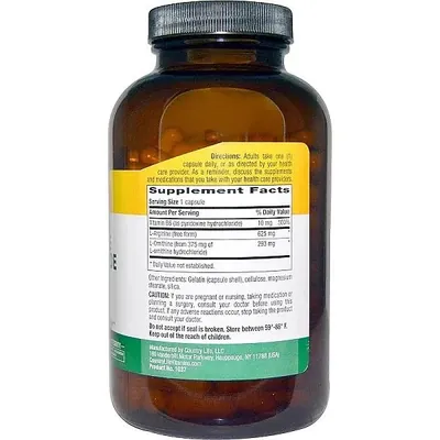 Амінокислотний комплекс Country Life L-Arginine / L-Ornithine Hydrochloride, 90 капсул