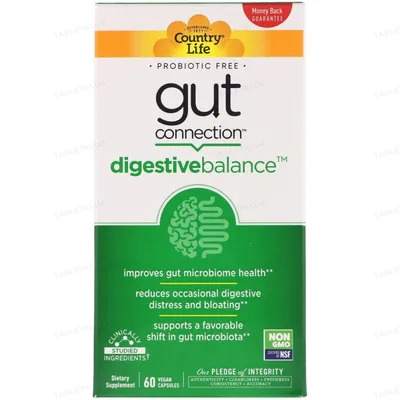 Натуральна добавка Country Life Травна формула Digestive Balance Gut Connection, 60 капсул