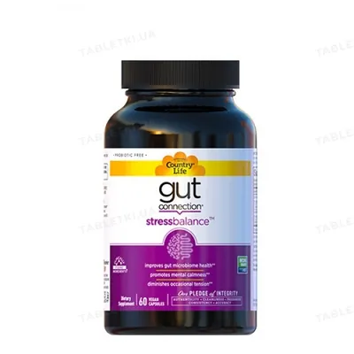 Натуральна добавка Country Life Захист від стресу Stress Balance Gut Connection, 60 капсул