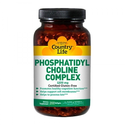 Соевый лецитин Country Life Фосфатидилхолин комплекс (Phosphatidyl Choline Complex) 1200 мг, 200 капсул