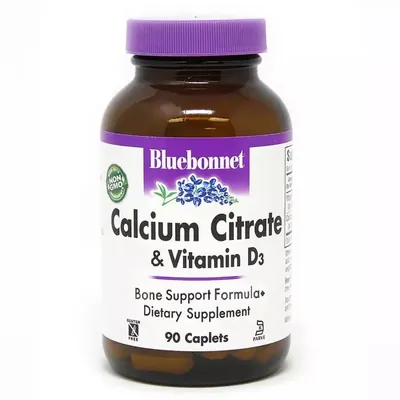 Кальцій цитрат + Вітамін D3 Bluebonnet Nutrition Calcium Citrate & Vitamin D3 каплети №90